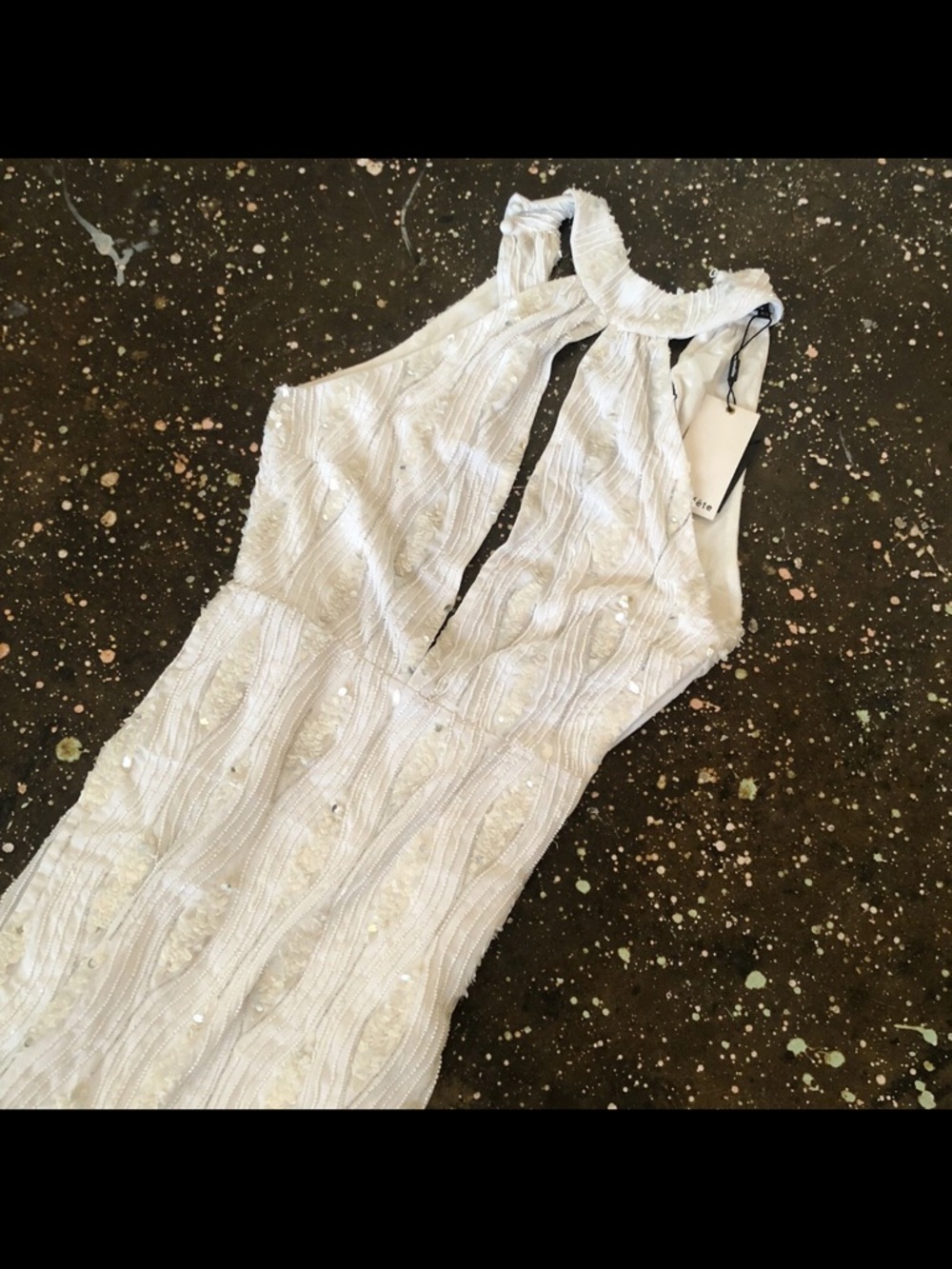 Retrofete White Halter Sequin Gown XS new w tags - Picture 8 of 10